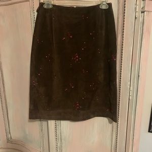 Vintage Ann Taylor brown leather skirt size 2